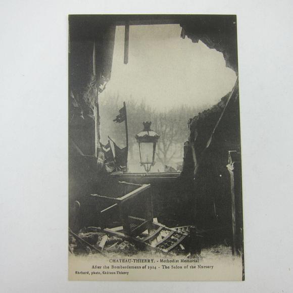 Postcard France Chateau Thierry Salon of Nursery Bomb 1914 Ruins WW1 Antique - Picture 1 of 12